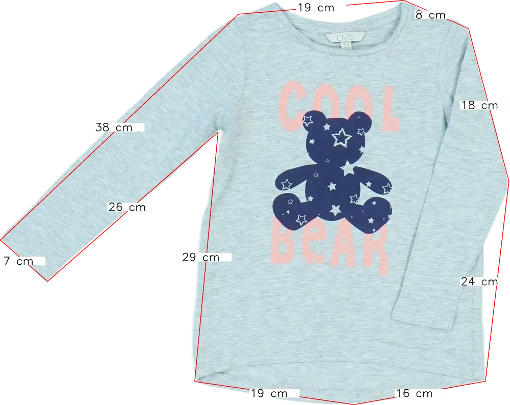 Szürke OVS Hosszú ujjú felső EU 104 / UK 4 év / US 4T/XS