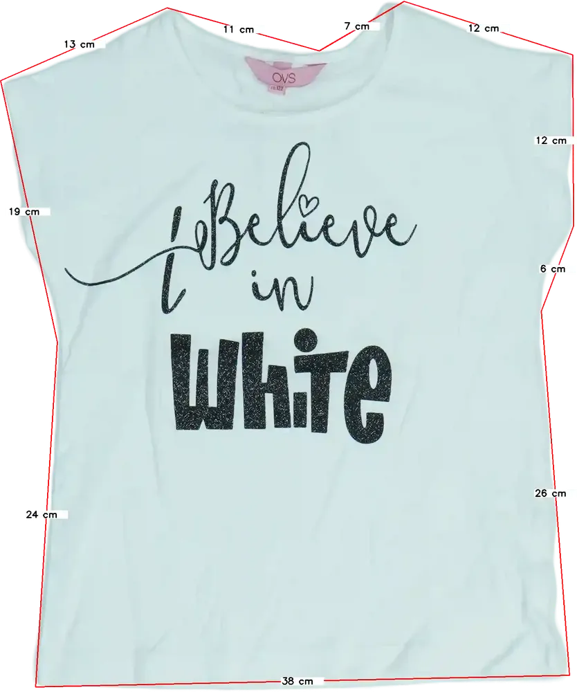 White OVS T-shirt EU 122 / UK 7 years / US 7 years/M