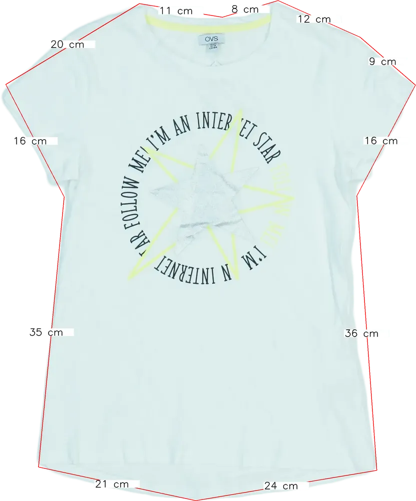 Fehér OVS Póló EU 164 / UK 14 év / US 14 év/XL