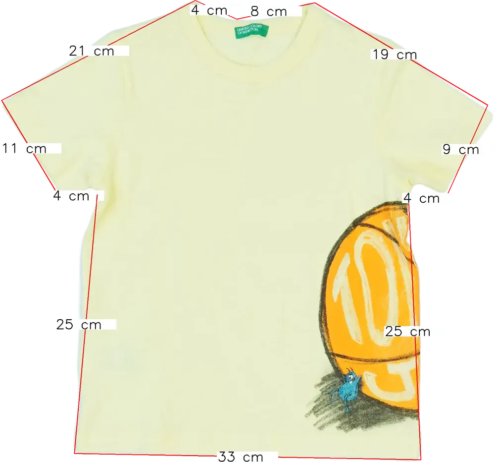 Sárga Benetton Póló EU 104 / UK 4 év / US 4T/XS