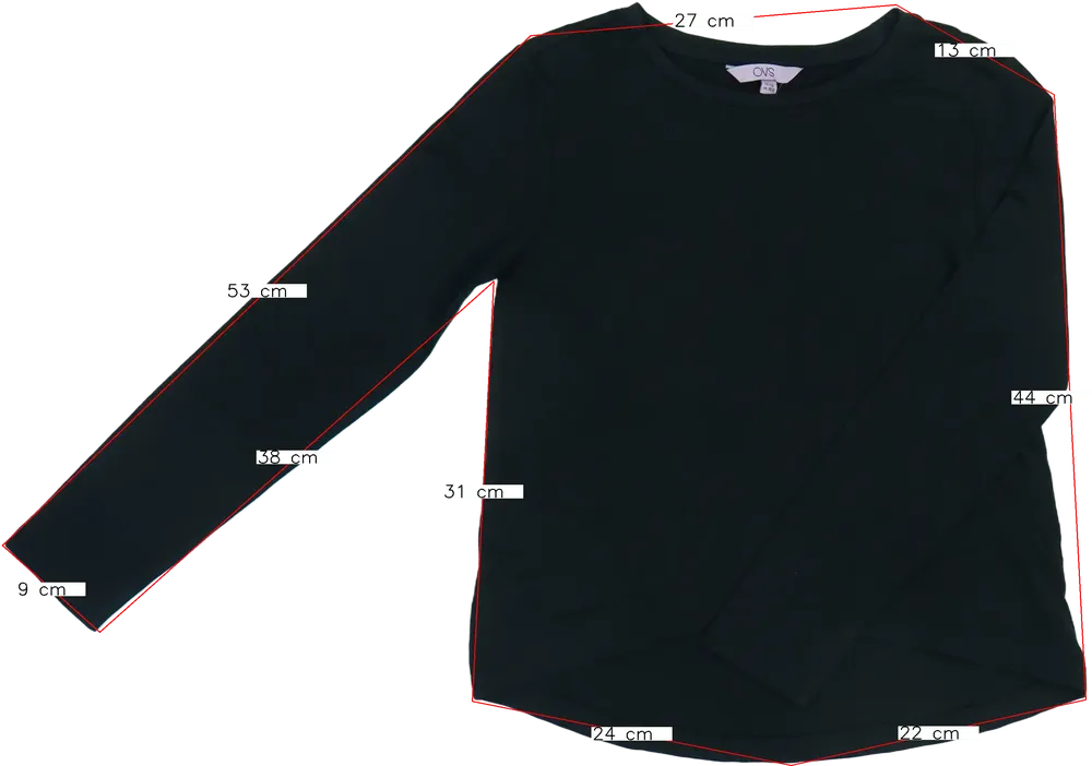 Fekete OVS Hosszú ujjú felső EU 152 / UK 12 év / US 12 év/L