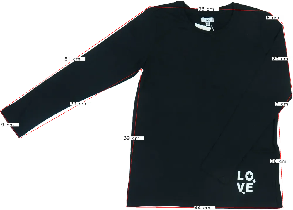 Fekete OVS Hosszú ujjú felső EU 152 / UK 12 év / US 12 év/L