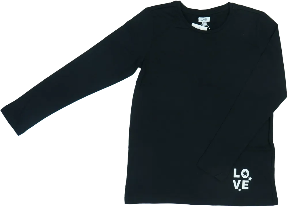 Fekete OVS Hosszú ujjú felső EU 152 / UK 12 év / US 12 év/L