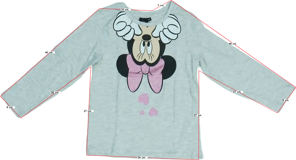 Szürke Disney Hosszú ujjú felső EU 128 / UK 8 év / US 8 év/M