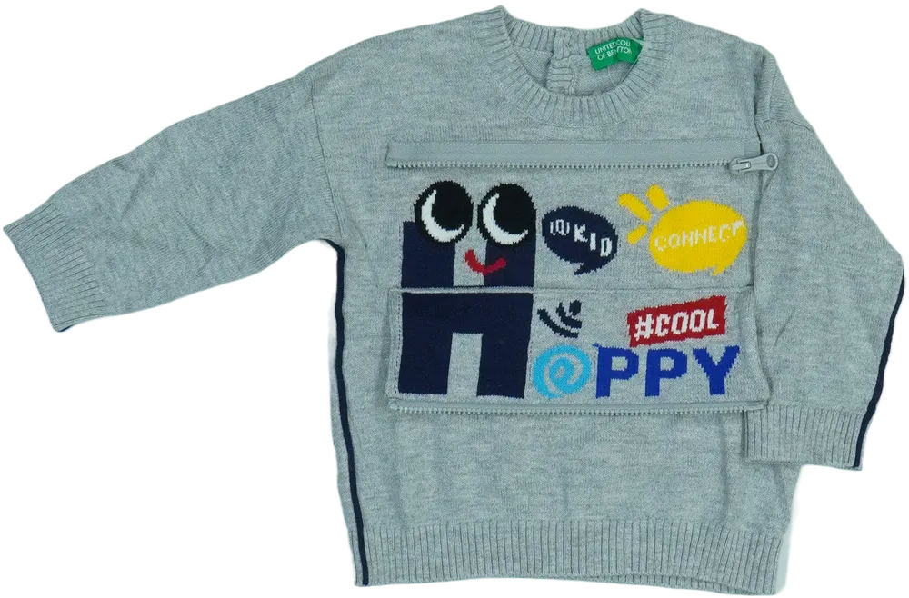 Szürke Benetton Pulóver EU 74 / UK 6-9 hónap / US 6-9 hónap