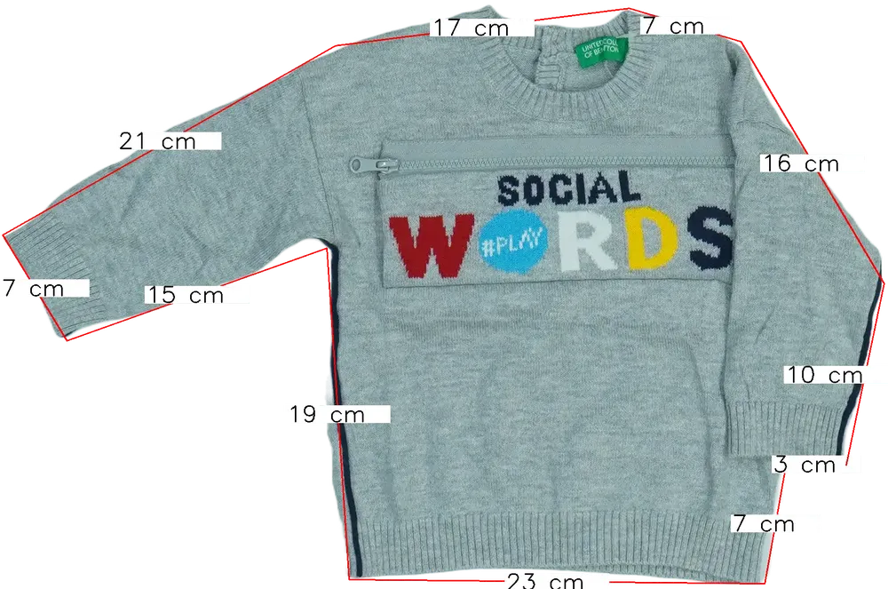 Szürke Benetton Pulóver EU 74 / UK 6-9 hónap / US 6-9 hónap