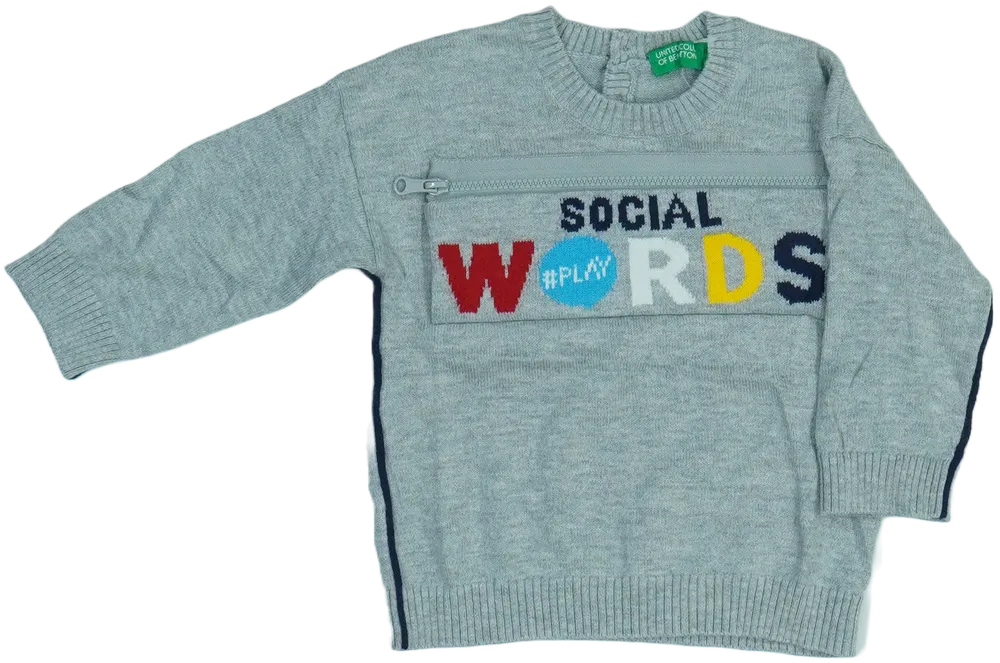 Szürke Benetton Pulóver EU 74 / UK 6-9 hónap / US 6-9 hónap