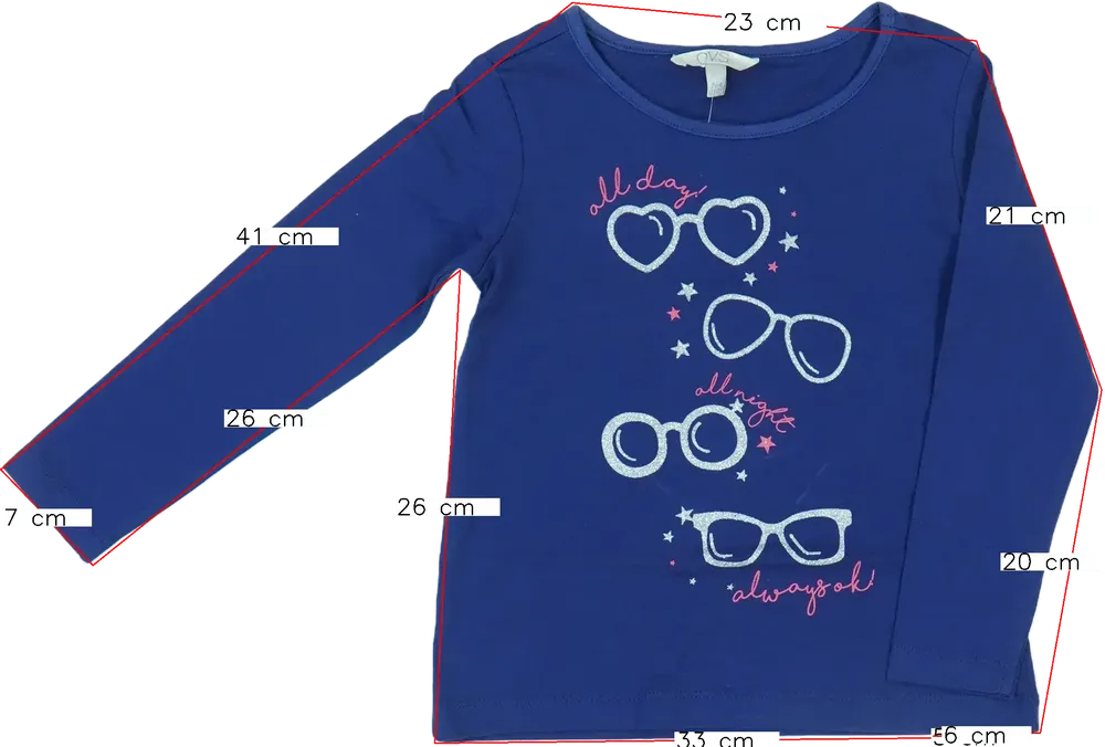 Kék OVS Hosszú ujjú felső EU 104 / UK 4 év / US 4T/XS