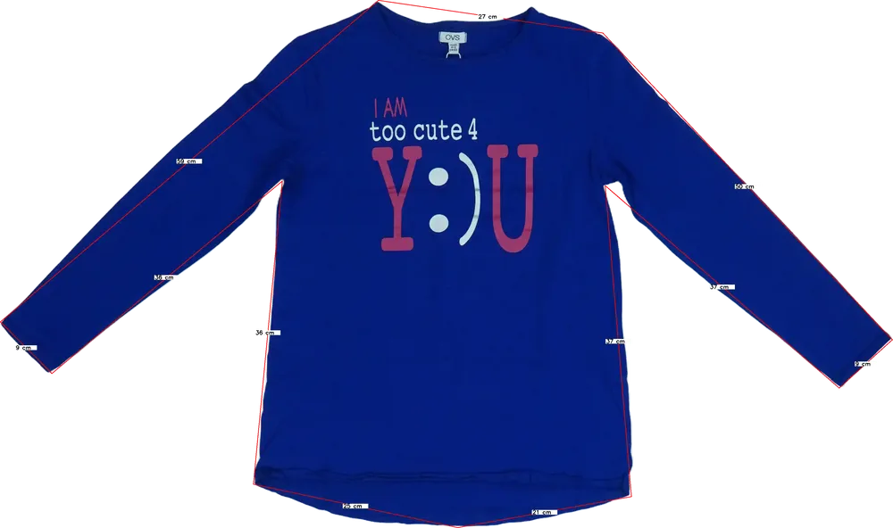 Kék OVS Hosszú ujjú felső EU 158 / UK 13 év / US 14 év/XL