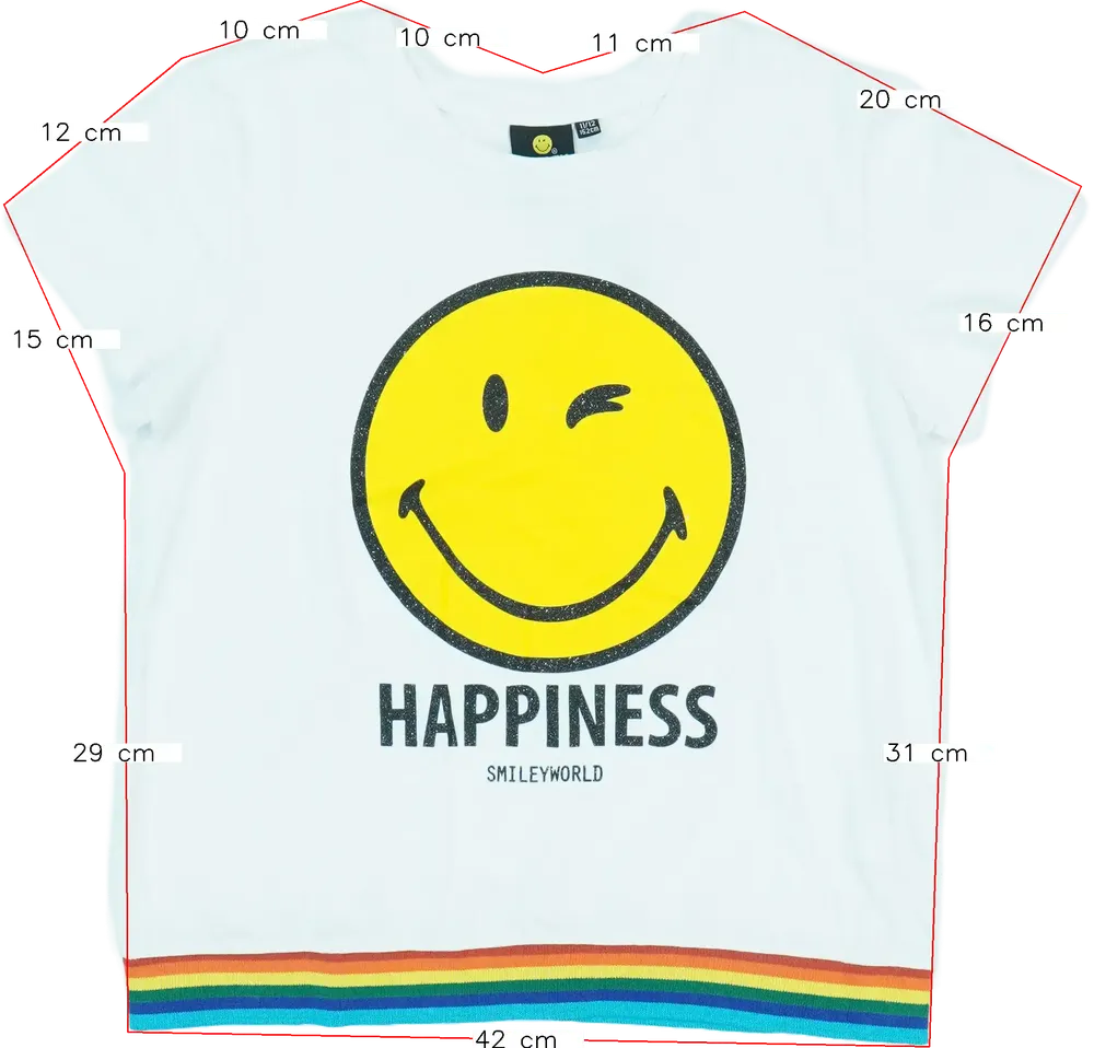 Fehér Smiley world Póló EU 152 / UK 12 év / US 12 év/L