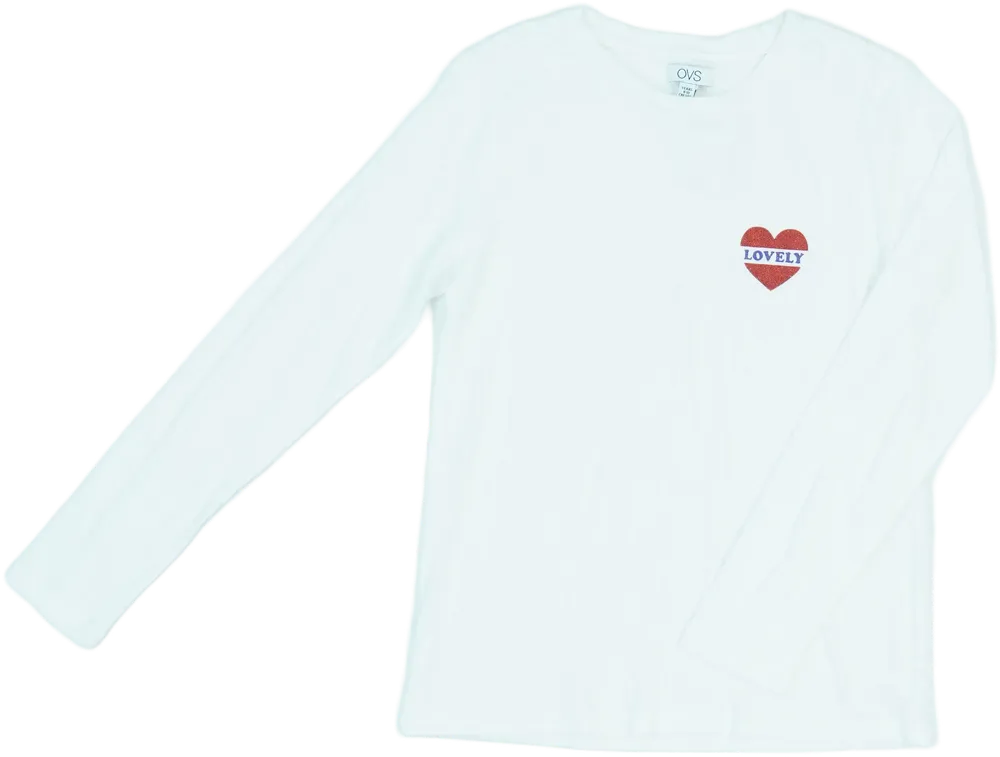 Fehér OVS Hosszú ujjú felső EU 140 / UK 10 év / US 10 év/L
