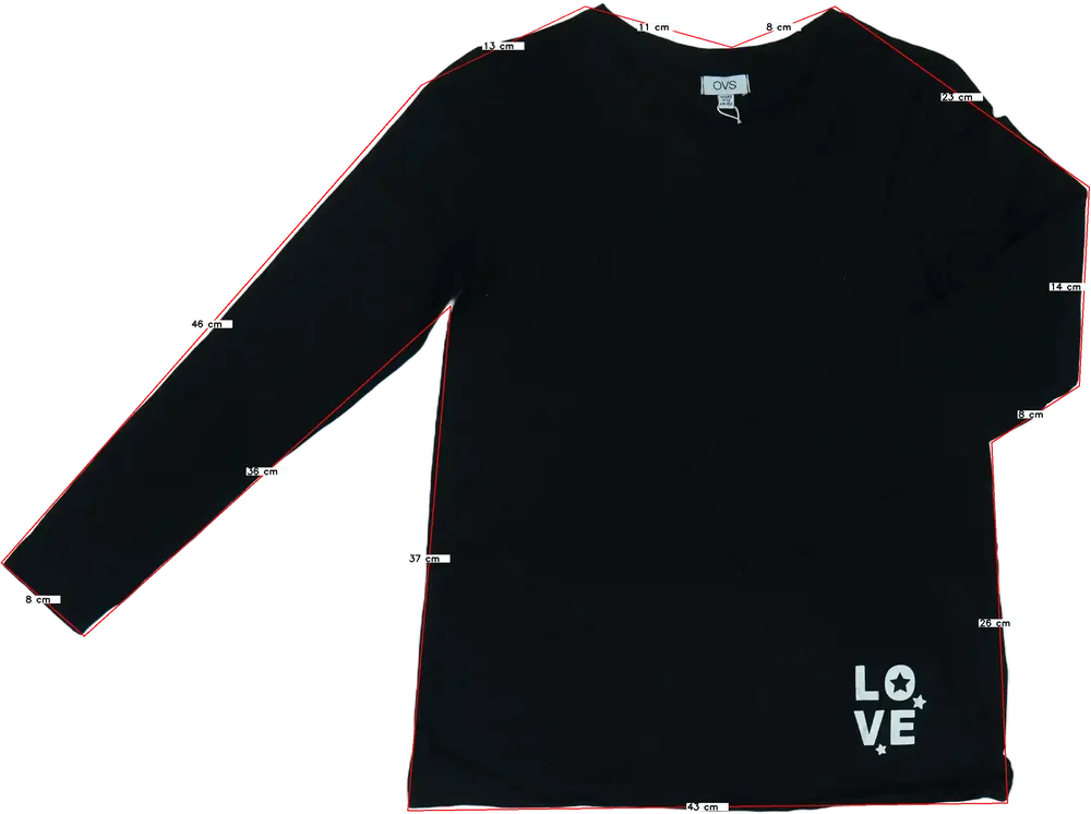 Fekete OVS Hosszú ujjú felső EU 152 / UK 12 év / US 12 év/L