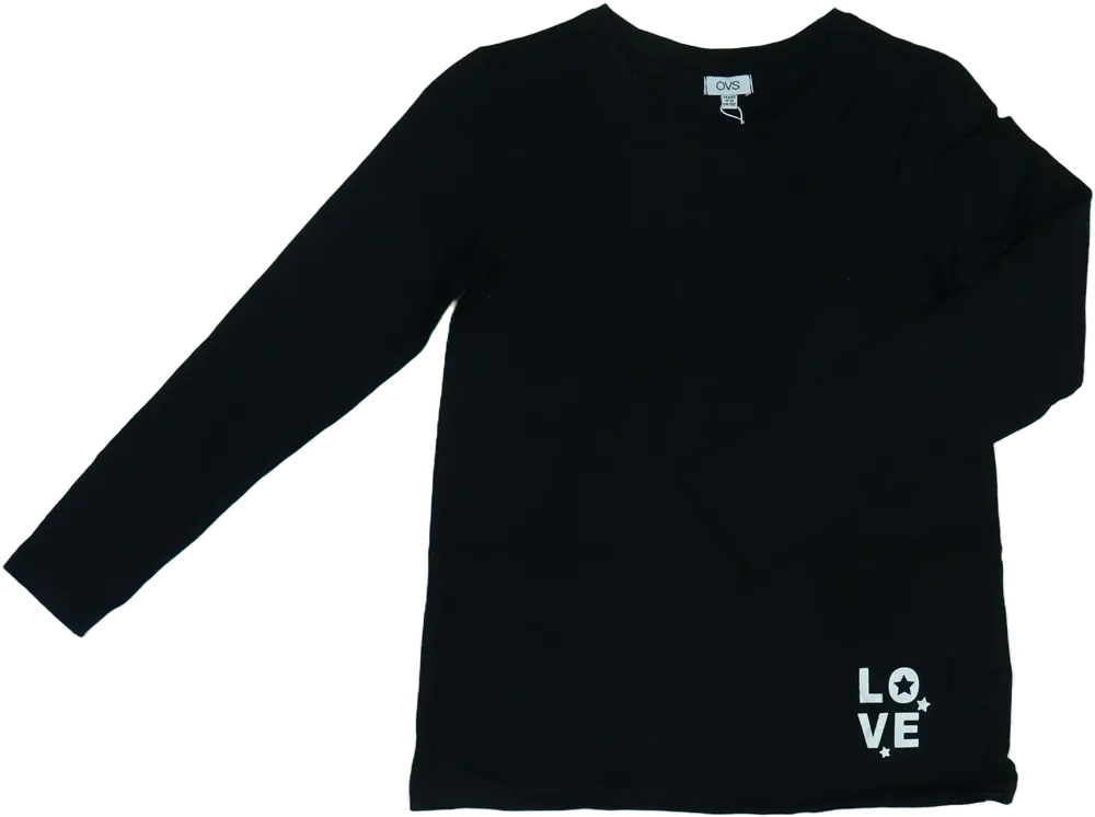 Fekete OVS Hosszú ujjú felső EU 152 / UK 12 év / US 12 év/L