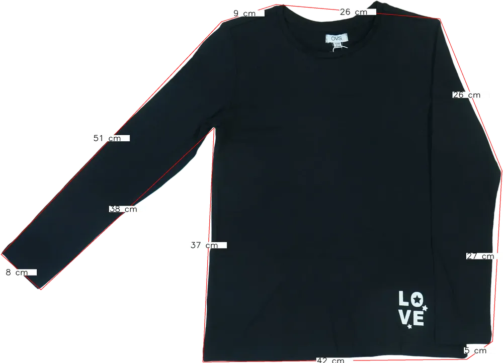 Fekete OVS Hosszú ujjú felső EU 146 / UK 11 év / US 12 év/L