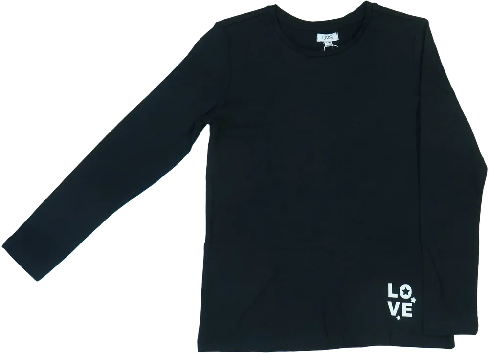 Fekete OVS Hosszú ujjú felső EU 146 / UK 11 év / US 12 év/L