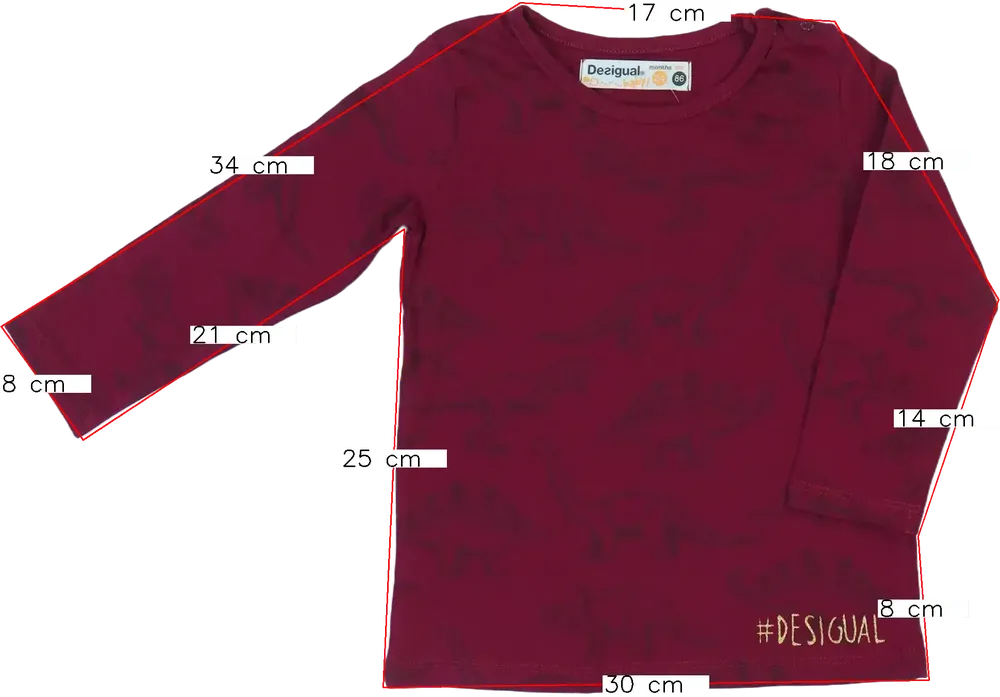 Bordó Desigual Hosszú ujjú felső EU 86 / UK 12-18 hónap / US 18 hónap