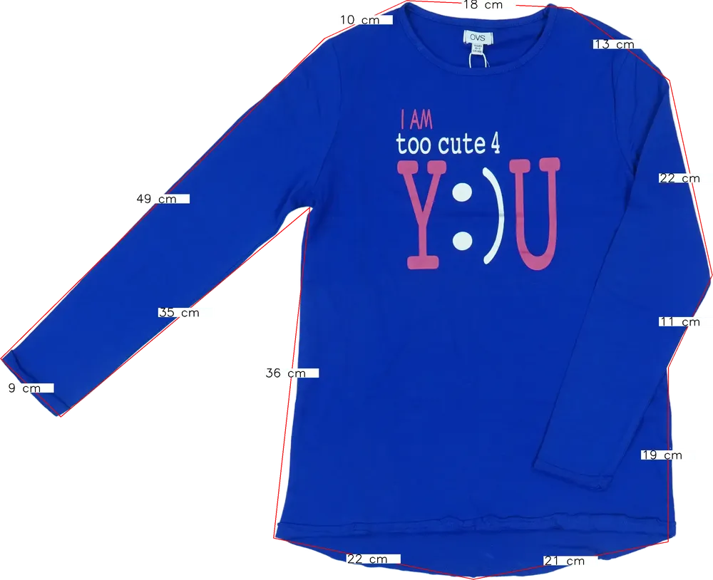 Kék OVS Hosszú ujjú felső EU 146 / UK 11 év / US 12 év/L