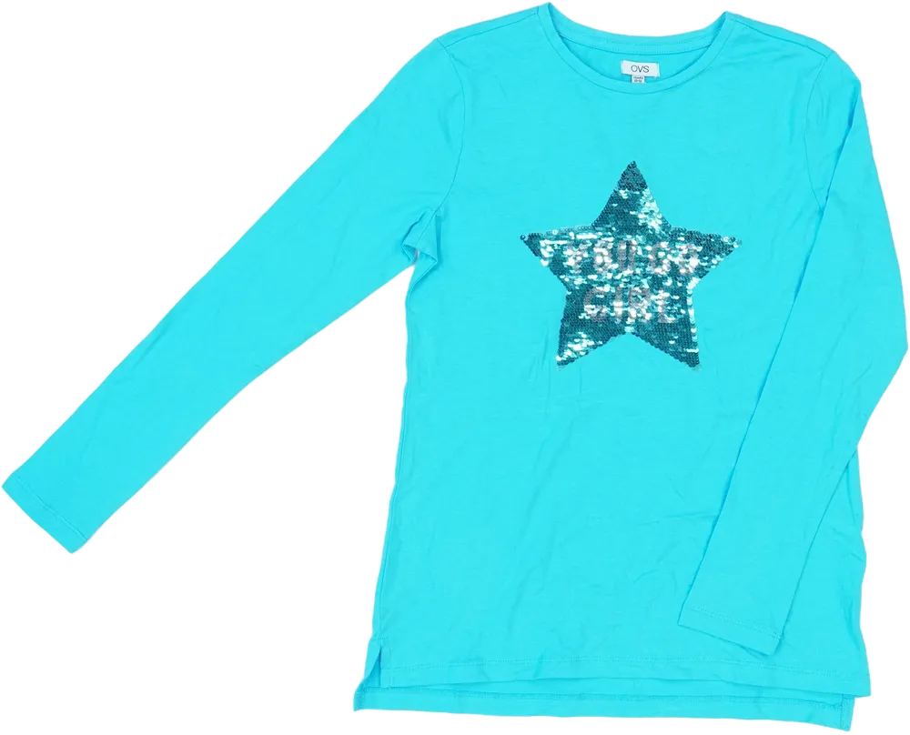 Kék OVS Hosszú ujjú felső EU 158 / UK 13 év / US 14 év/XL