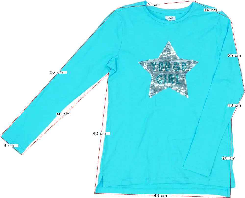 Kék OVS Hosszú ujjú felső EU 158 / UK 13 év / US 14 év/XL