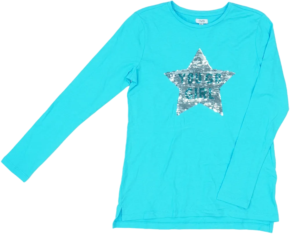 Kék OVS Hosszú ujjú felső EU 158 / UK 13 év / US 14 év/XL