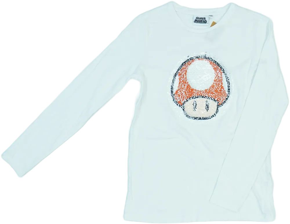 White Super Mario Long sleeve top EU 164 / UK 14 years / US 14 years/XL