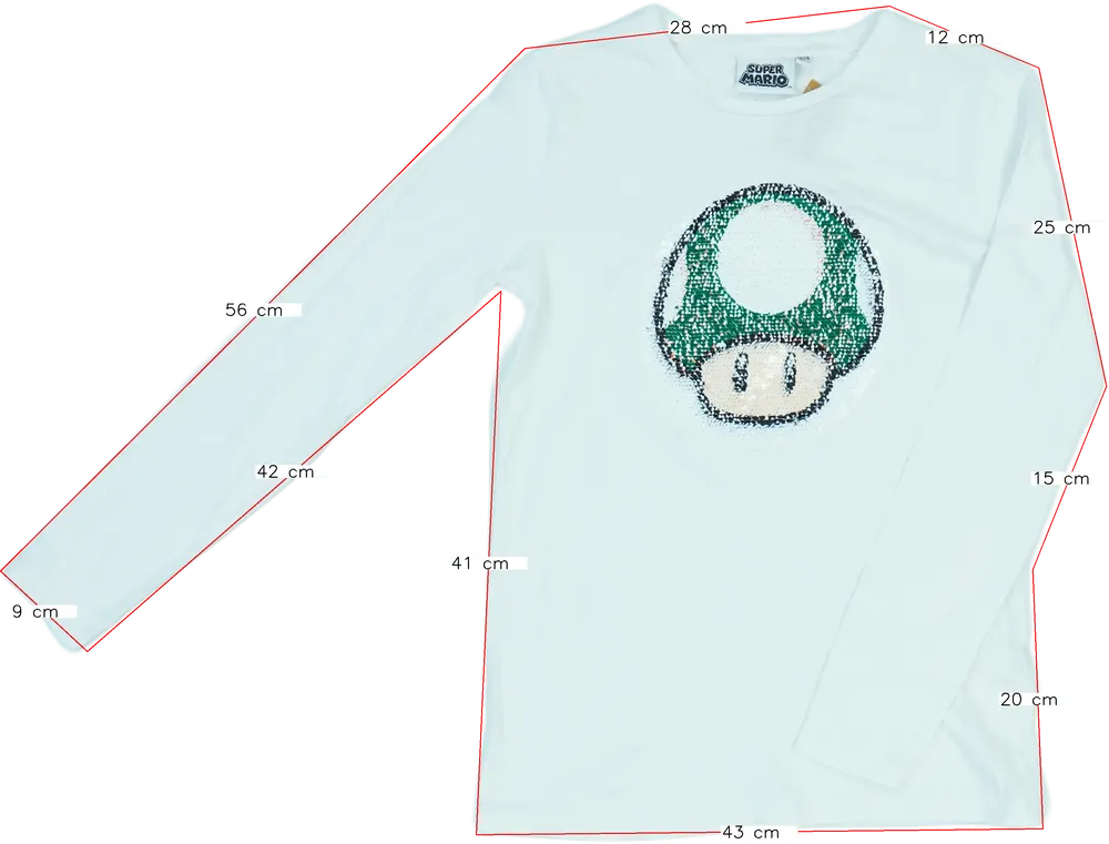 White Super Mario Long sleeve top EU 164 / UK 14 years / US 14 years/XL