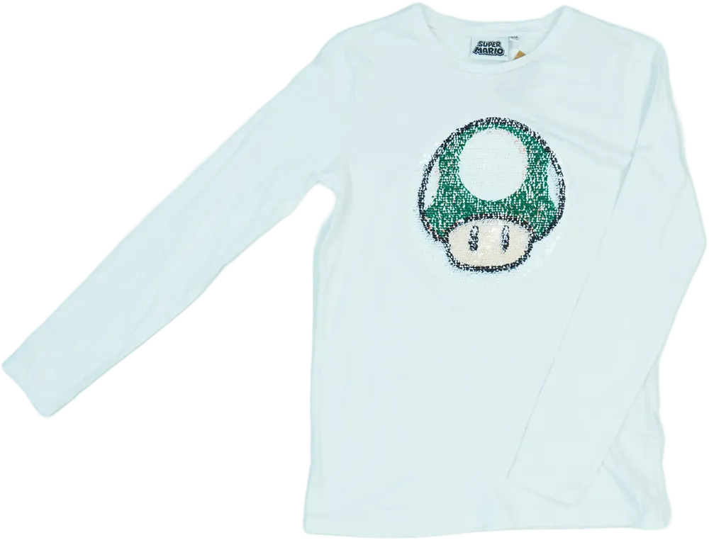 White Super Mario Long sleeve top EU 164 / UK 14 years / US 14 years/XL