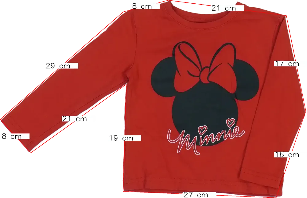 Piros Disney Hosszú ujjú felső EU 92 / UK 2 év / US 2T