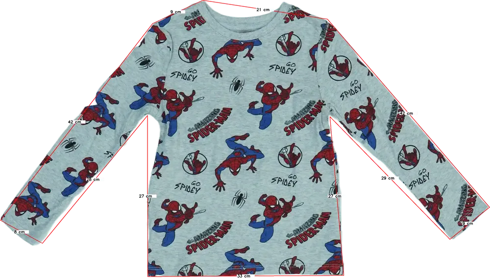 Szürke Marvel Hosszú ujjú felső EU 116 / UK 6 év / US 6 év/S