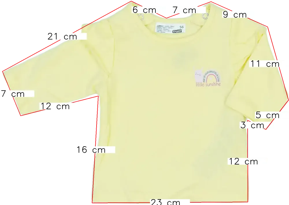 Sárga Ergee Hosszú ujjú felső EU 56 / UK Újszülött / US Újszülött