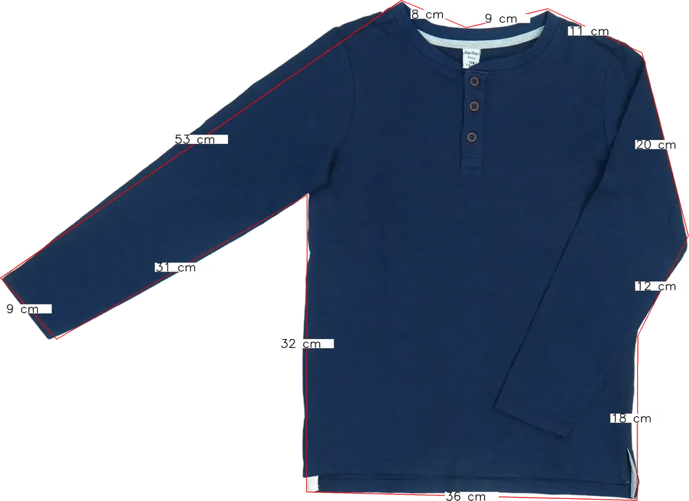 Kék DopoDopo Hosszú ujjú felső EU 128 / UK 8 év / US 8 év/M
