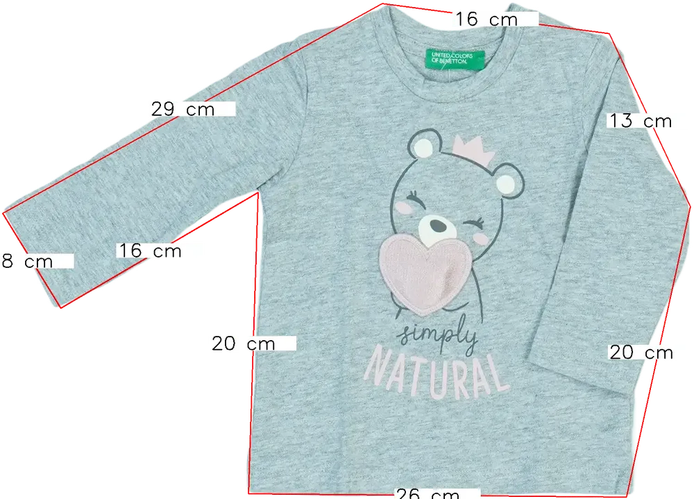 Szürke Benetton Hosszú ujjú felső EU 68 / UK 3-6 hónap / US 3-6 hónap