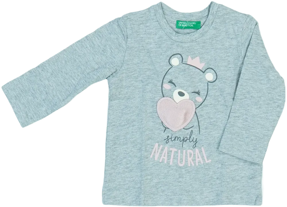 Szürke Benetton Hosszú ujjú felső EU 68 / UK 3-6 hónap / US 3-6 hónap