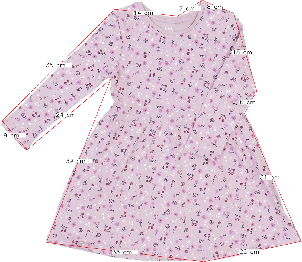 Rózsaszín C&amp;A Ruha EU 110 / UK 5 év / US 5 év/XS