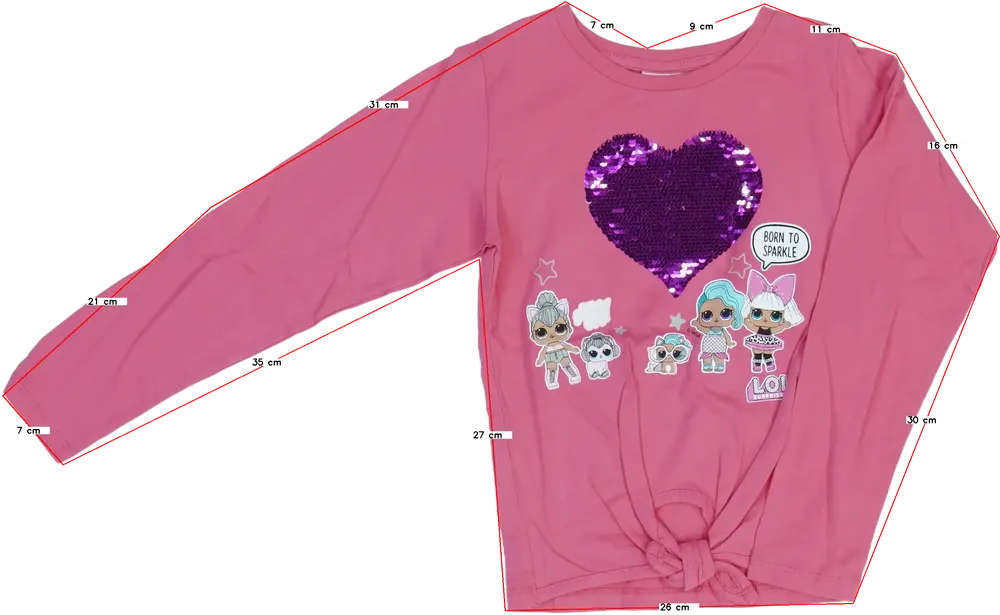 Rózsaszín LOL Hosszú ujjú felső EU 128 / UK 8 év / US 8 év/M