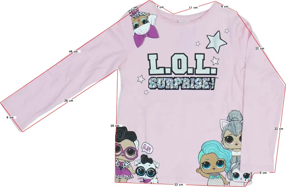 Rózsaszín LOL Hosszú ujjú felső EU 128 / UK 8 év / US 8 év/M