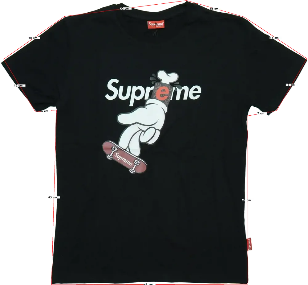 Fekete Supreme Póló EU 164 / UK 14 év / US 14 év/XL