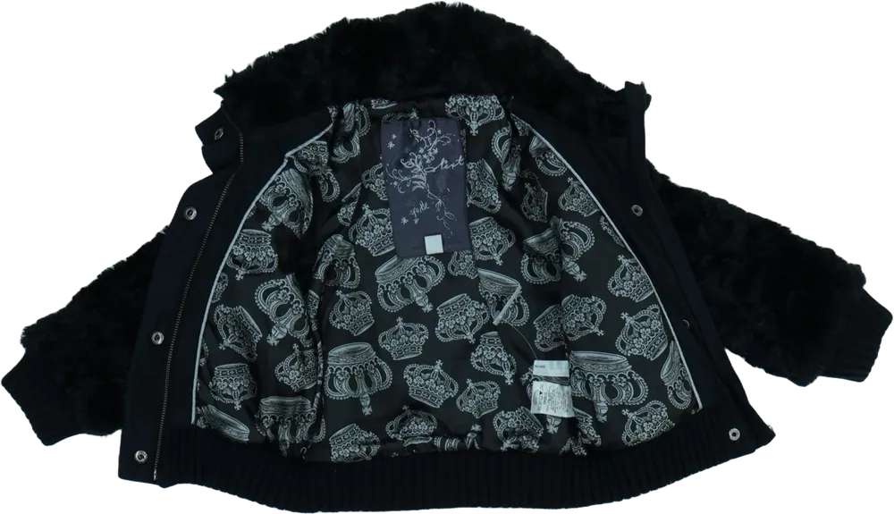 Fekete Next Szőrmekabát EU 116 / UK 6 év / US 6 év/S