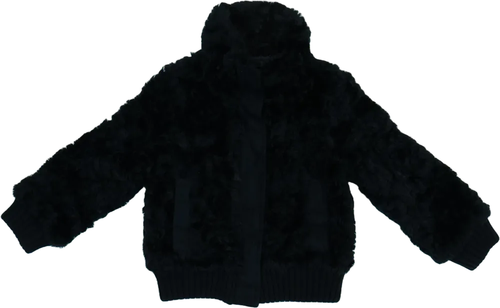 Fekete Next Szőrmekabát EU 116 / UK 6 év / US 6 év/S