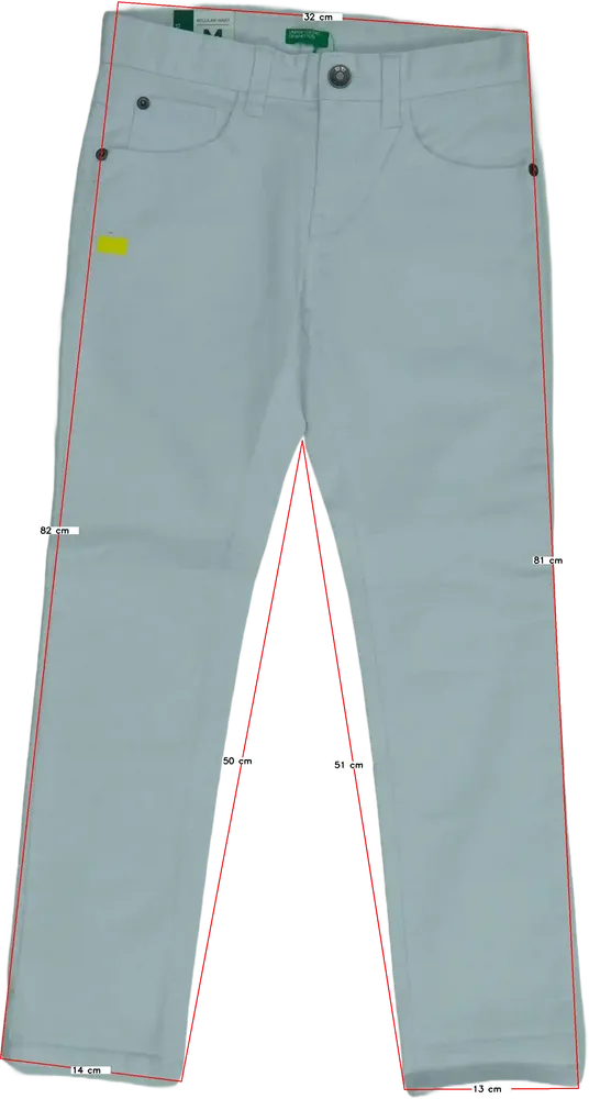 Fehér Benetton Farmernadrág EU 128 / UK 8 év / US 8 év/M