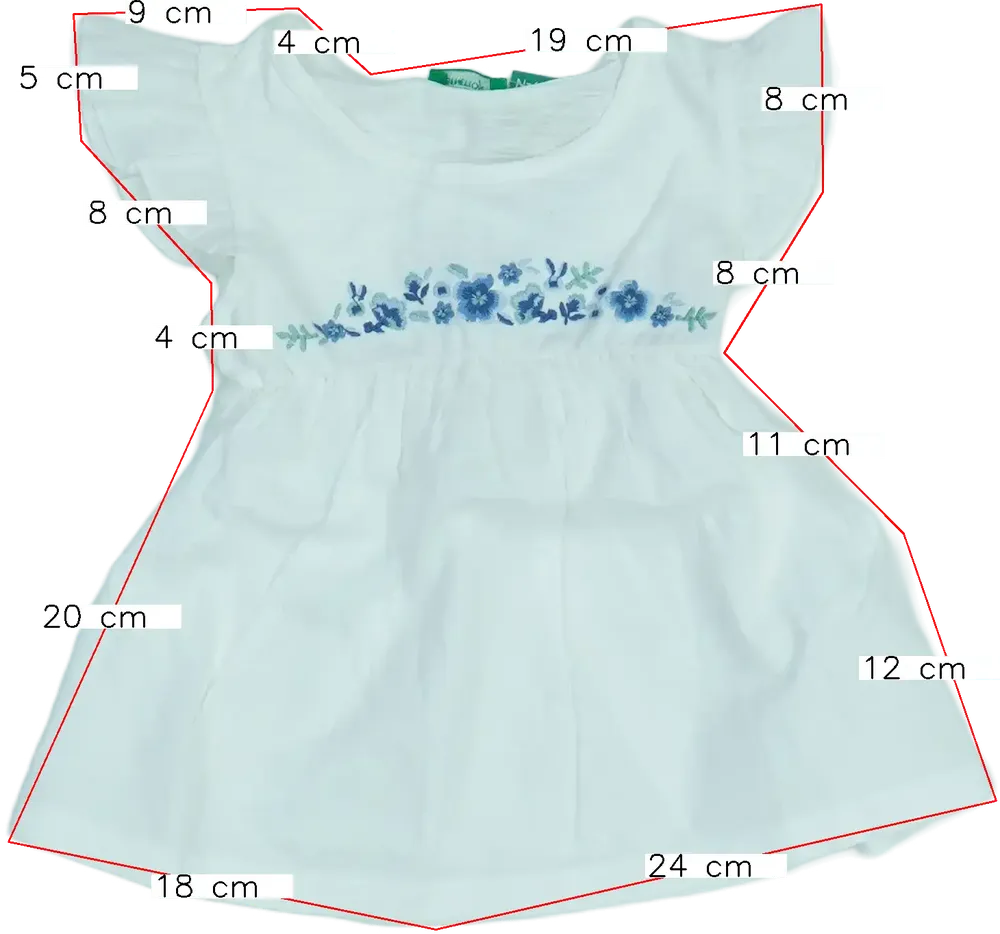 Fehér Benetton Tunika EU 92 / UK 2 év / US 2T