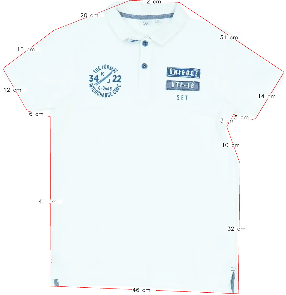 Fehér OVS Galléros póló EU 164 / UK 14 év / US 14 év/XL