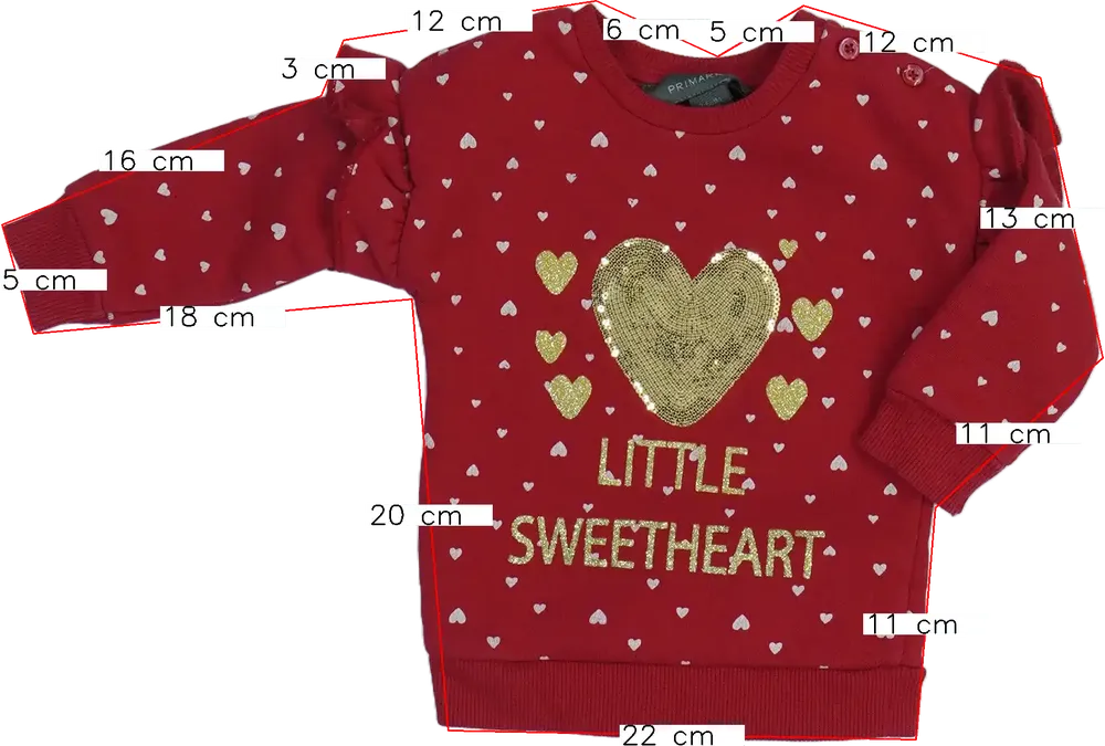 Piros Primark Pulóver EU 68 / UK 3-6 hónap / US 3-6 hónap