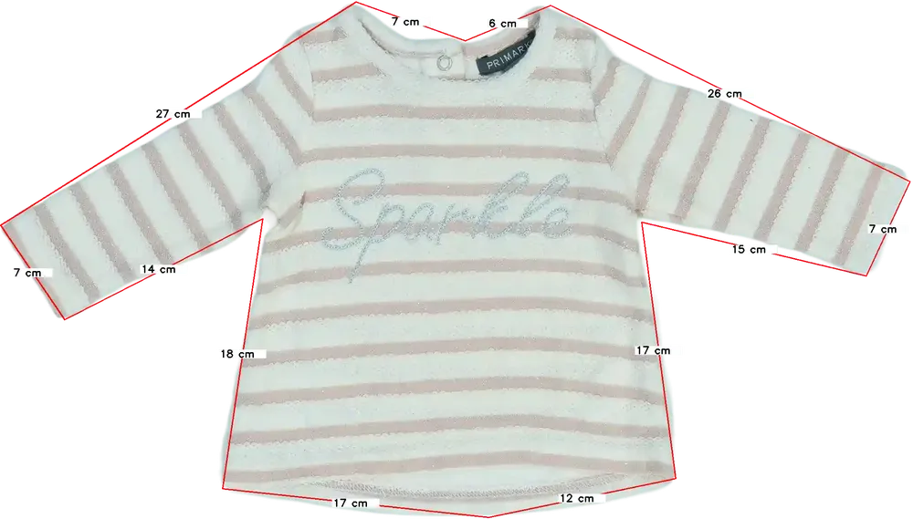 Fehér Primark Hosszú ujjú felső EU 68 / UK 3-6 hónap / US 3-6 hónap