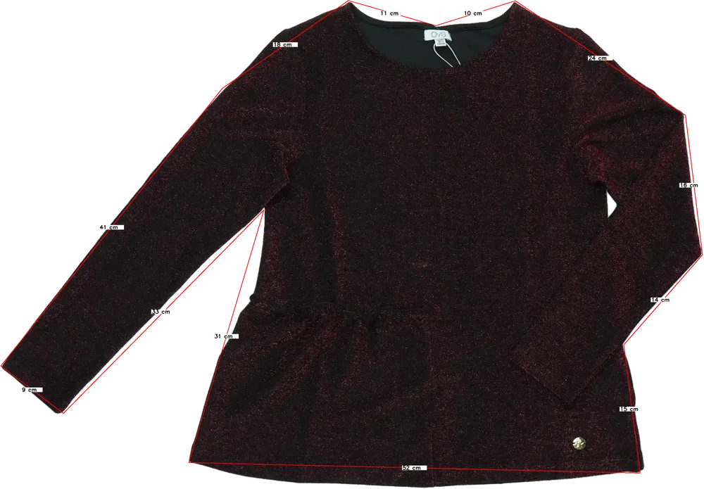 Bordó OVS Hosszú ujjú felső EU 146 / UK 11 év / US 12 év/L