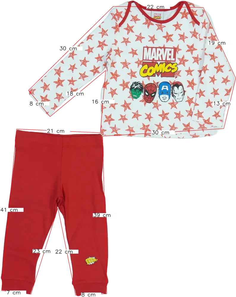 Piros Marvel Pizsama EU 80 / UK 9-12 hónap / US 12 hónap