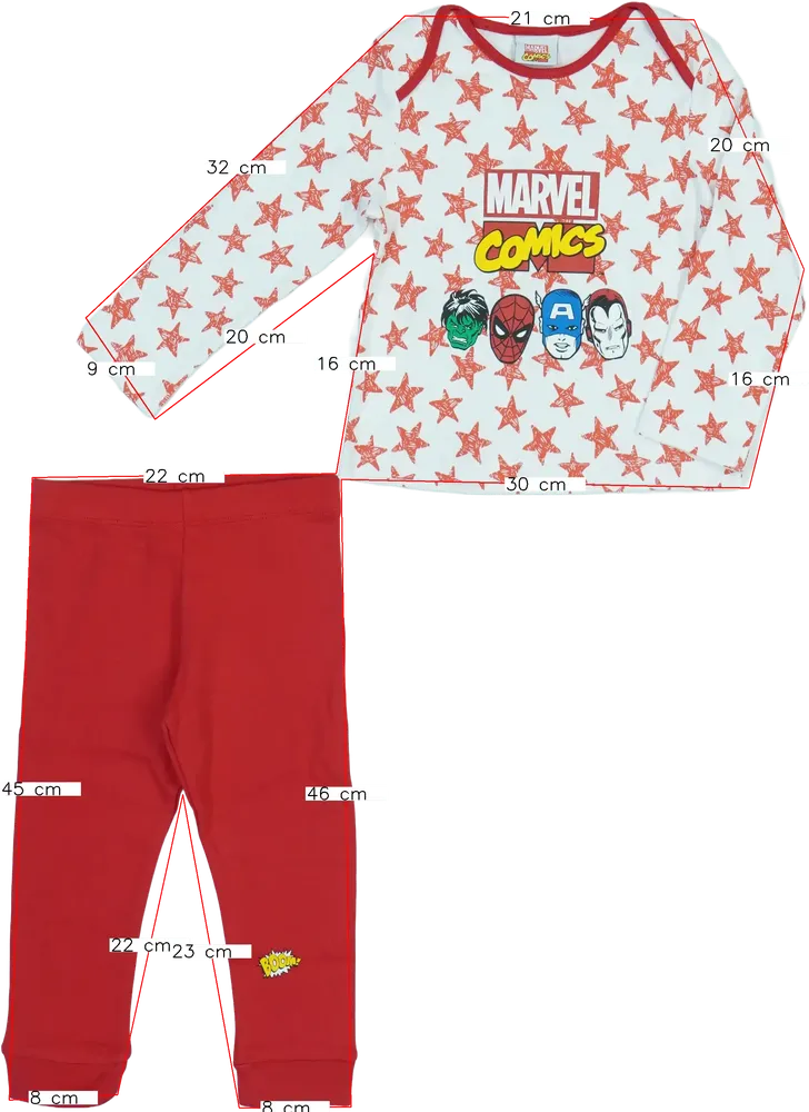 Piros Marvel Pizsama EU 86 / UK 12-18 hónap / US 18 hónap