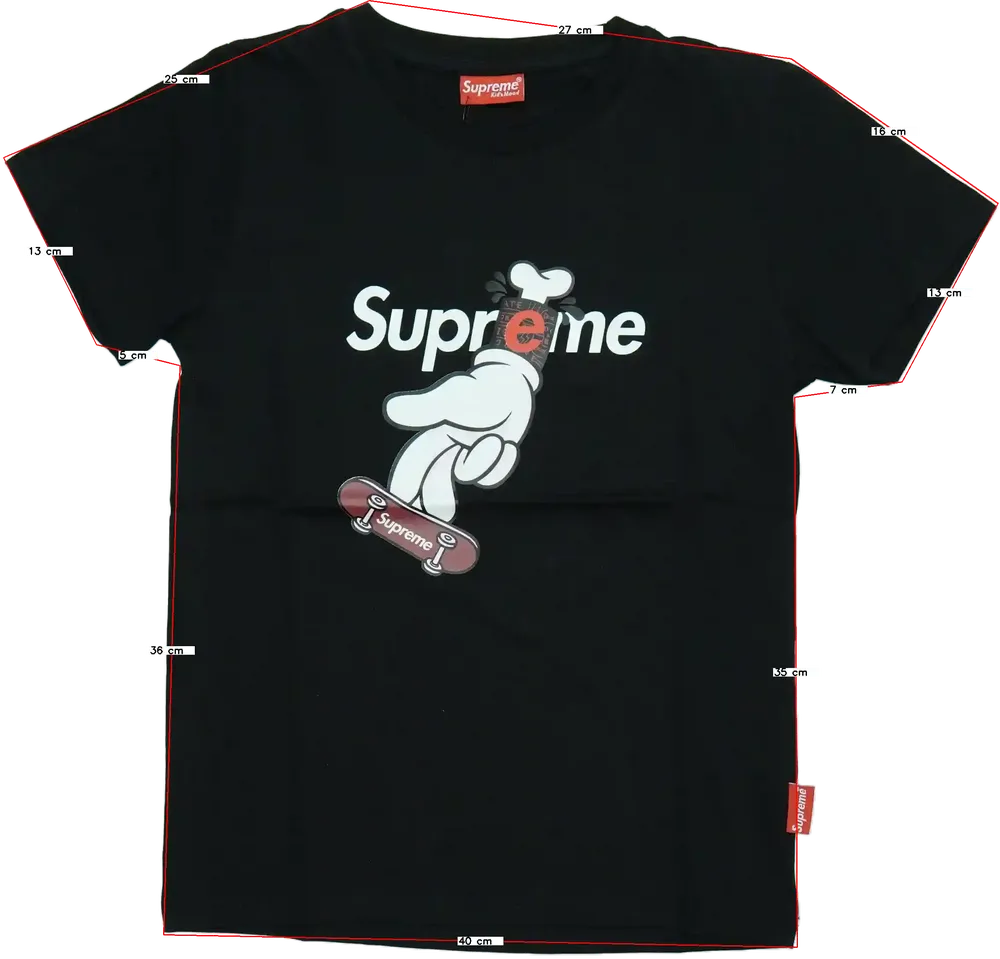 Fekete Supreme Póló EU 128 / UK 8 év / US 8 év/M