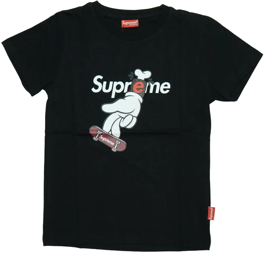 Fekete Supreme Póló EU 128 / UK 8 év / US 8 év/M