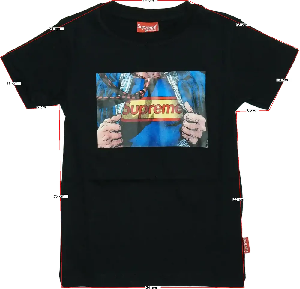 Fekete Supreme Póló EU 116 / UK 6 év / US 6 év/S